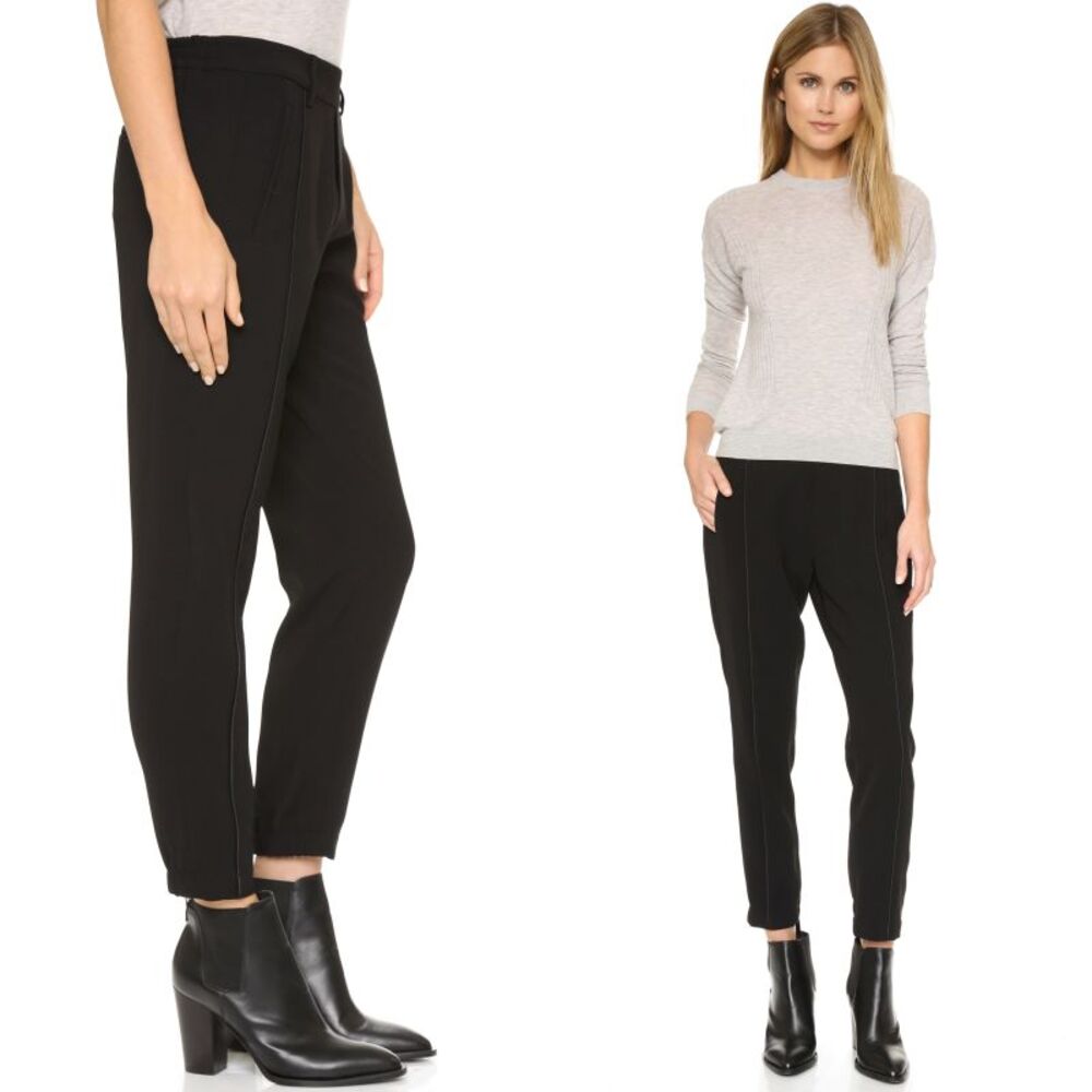 NWT Vince Relaxed Satin Piped Pull-On Trouser Pants in Black Size XS, S $295 - Picture 2 of 14